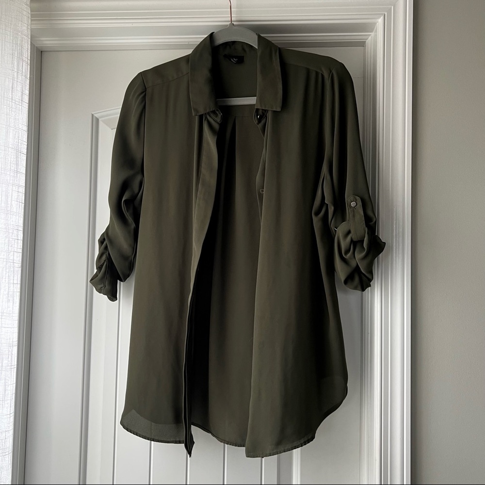 Mossimo Button Up Down Olive Army Green Shirt